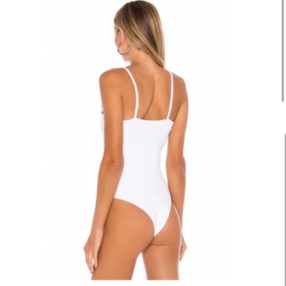 ATM Square Neck Bodysuit in White- XS,L - Picture 4 of 9